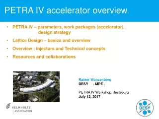 PETRA IV accelerator overview .