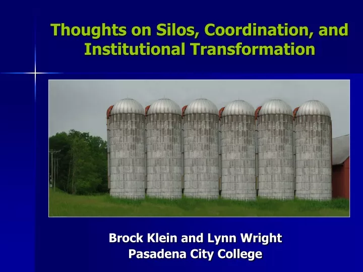 thoughts on silos coordination and institutional transformation