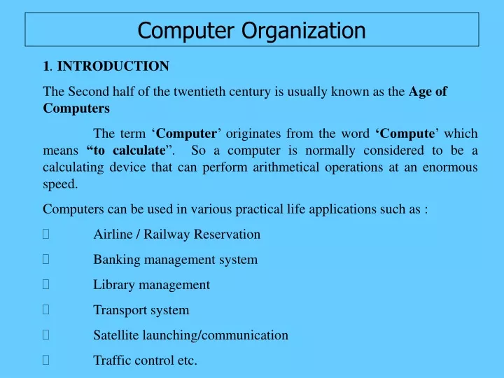 computer organization