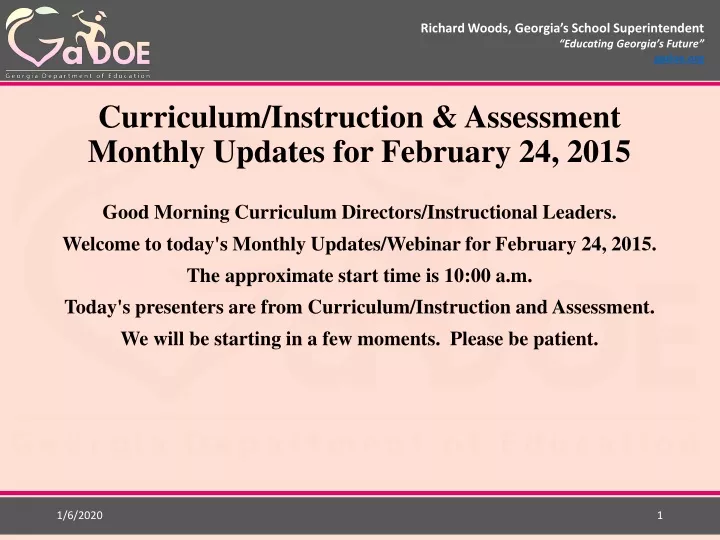 curriculum instruction assessment monthly updates for february 24 2015