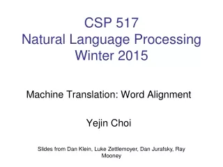 CSP 517  Natural Language Processing Winter 2015