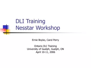 DLI Training Nesstar Workshop