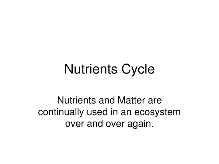 nutrients cycle