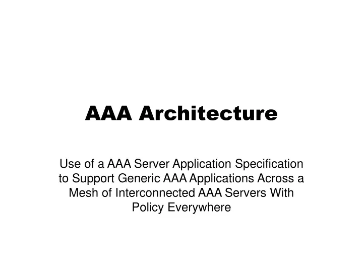 aaa architecture
