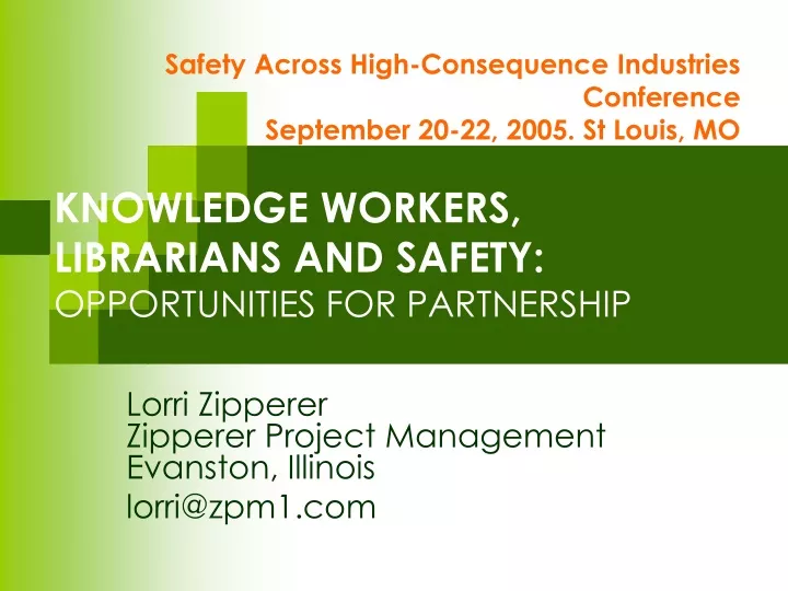 knowledge workers librarians and safety opportunities for partnership