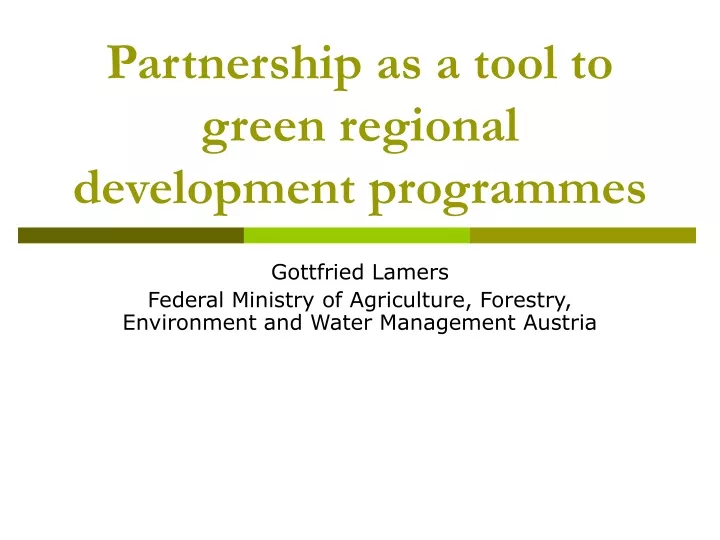 partnership as a tool to green regional development programmes