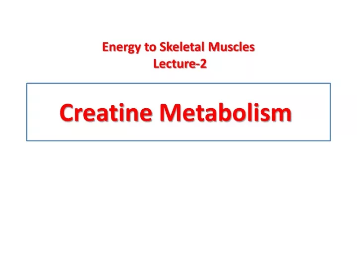 creatine metabolism