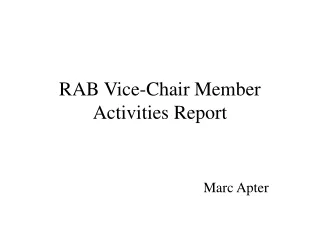 RAB Vice-Chair Member Activities Report