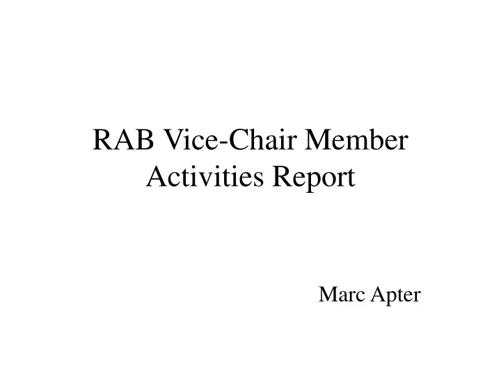 rab vice chair member activities report
