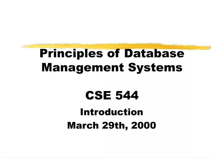 principles of database management systems cse 544