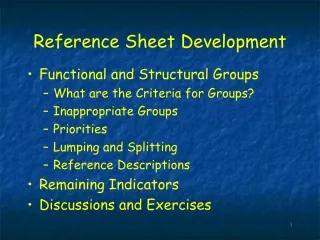 Reference Sheet Development