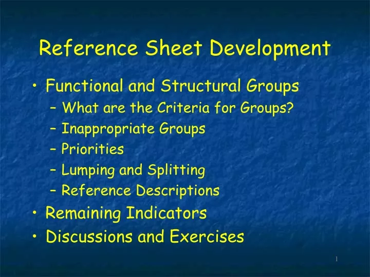 reference sheet development