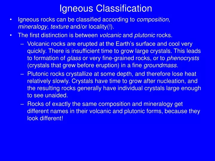 igneous classification
