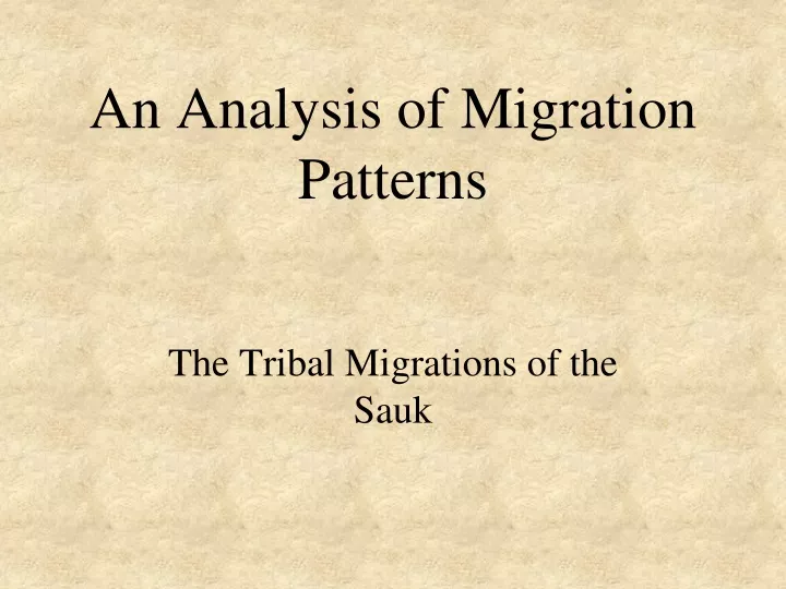 an analysis of migration patterns