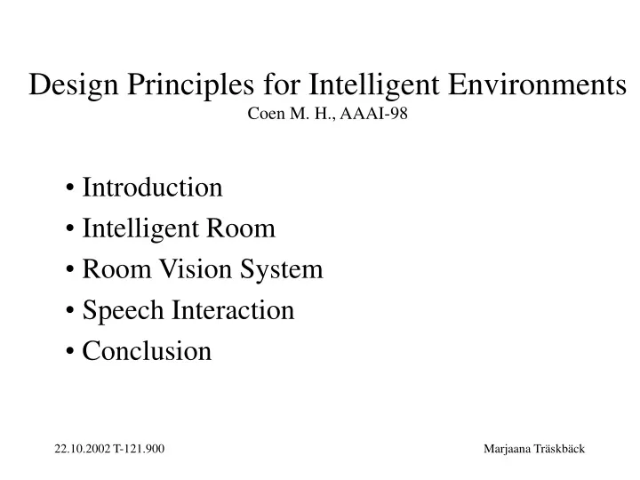 design principles for intelligent environments coen m h aaai 98