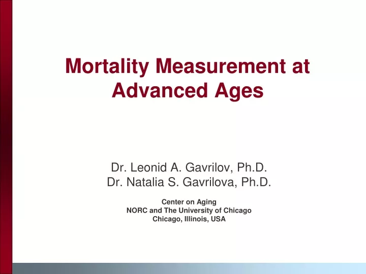 mortality measurement at advanced ages