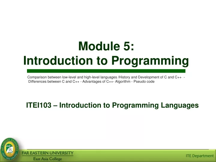 module 5 introduction to programming