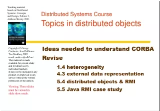 Distributed Systems Course Topics in distributed objects