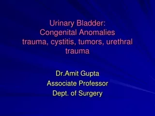 Urinary  Bladder:  Congenital Anomalies  trauma, cystitis, tumors, urethral trauma