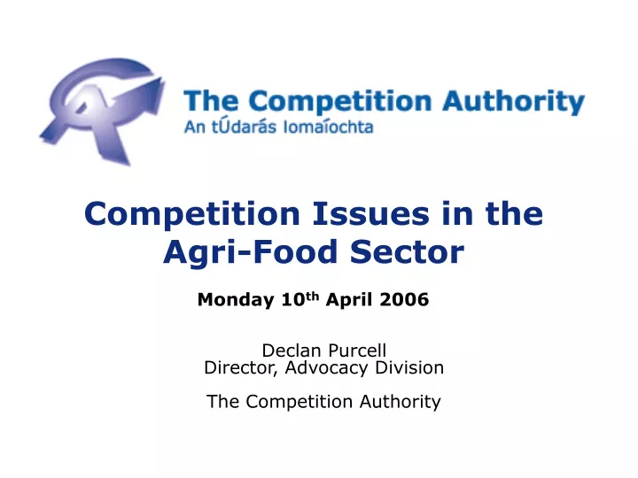competition issues in the agri food sector