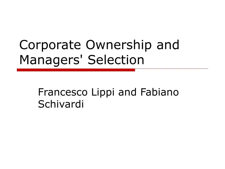 corporate ownership and managers selection