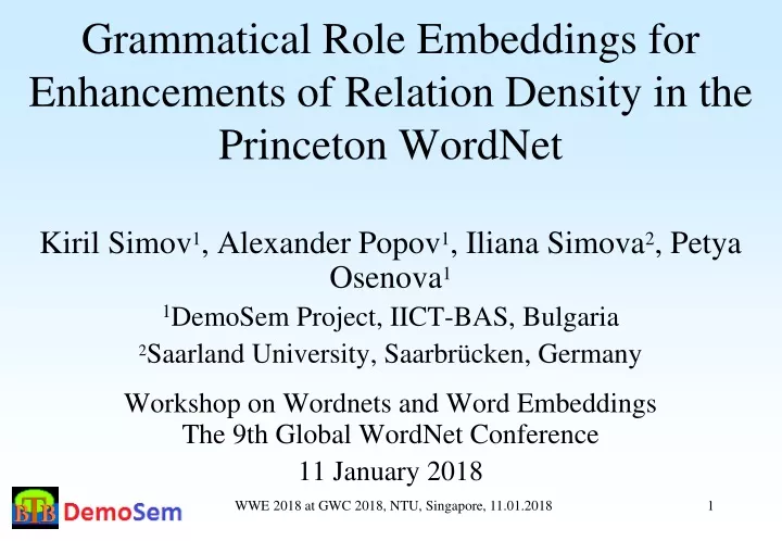 grammatical role embeddings for enhancements of relation density in the princeton wordnet