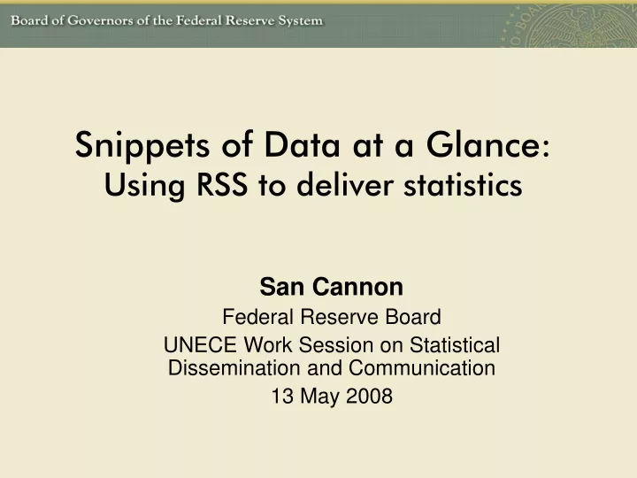 snippets of data at a glance using rss to deliver statistics