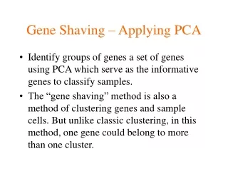 Gene Shaving – Applying PCA