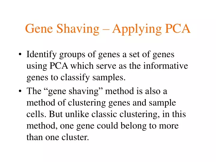 gene shaving applying pca