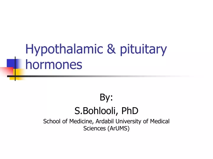 hypothalamic pituitary hormones