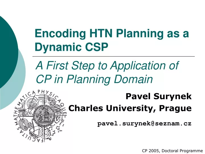 encoding htn planning as a dynamic csp