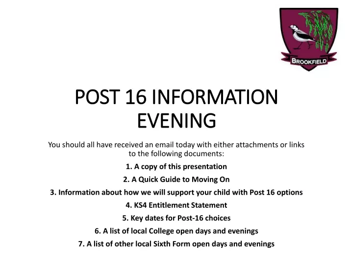 post 16 information evening