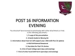 POST 16 INFORMATION EVENING - slide 1