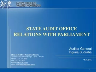 STATE AUDIT OFFICE RELATIONS WITH PARLIAMENT