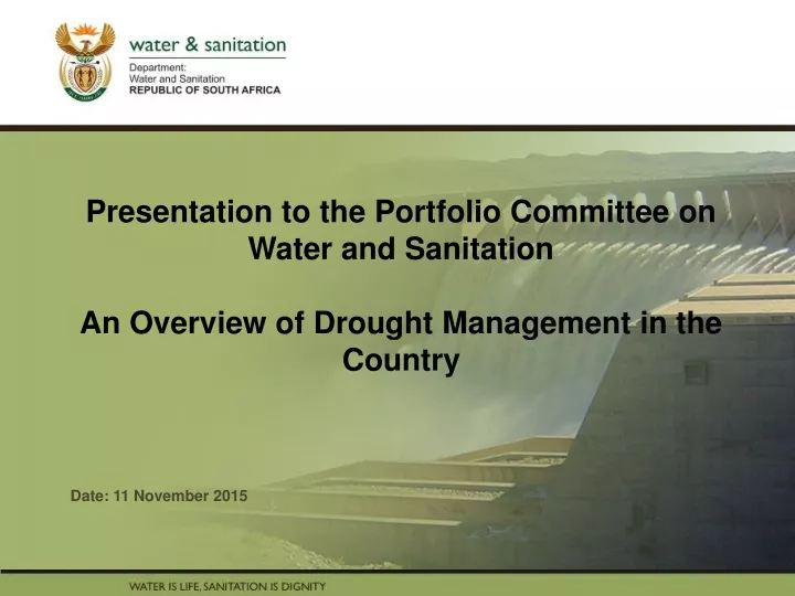 presentation to the portfolio committee on water