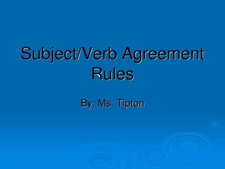 subject verb agreement rules