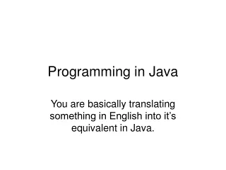 Programming in Java