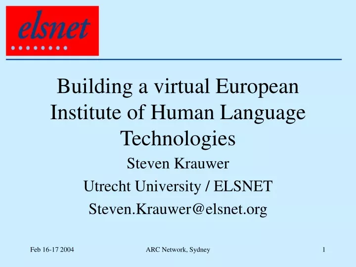 building a virtual european institute of human language technologies