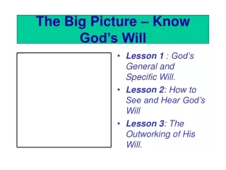 The Big Picture – Know God’s Will