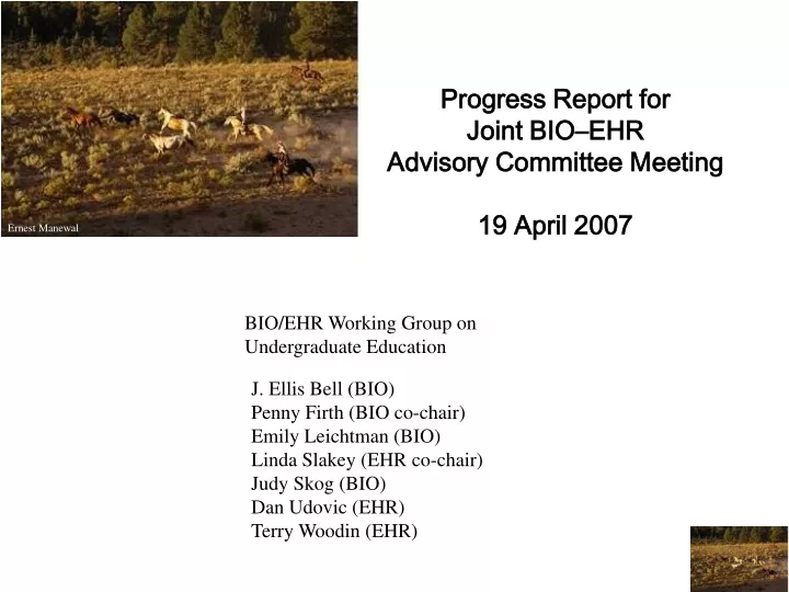 progress report for joint bio ehr advisory