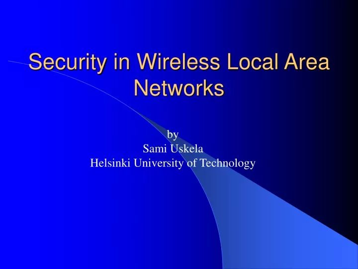 security in wireless local area networks