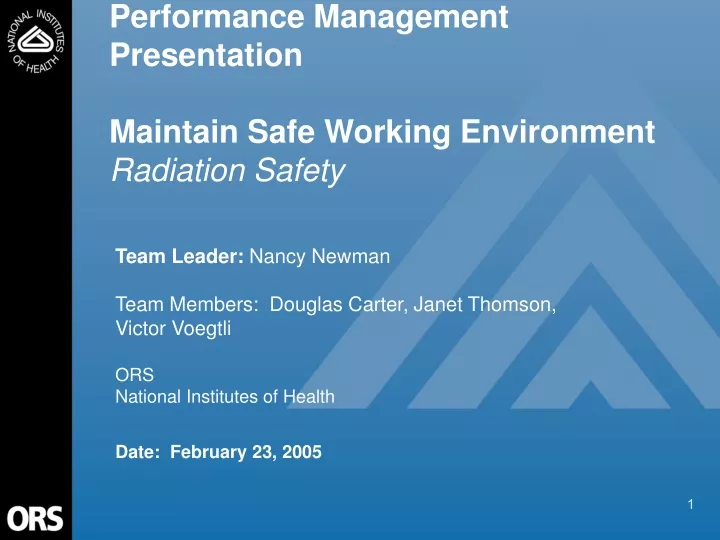 performance management presentation maintain safe working environment radiation safety