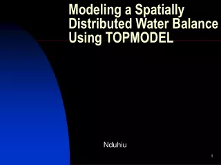 Modeling a Spatially Distributed Water Balance Using TOPMODEL