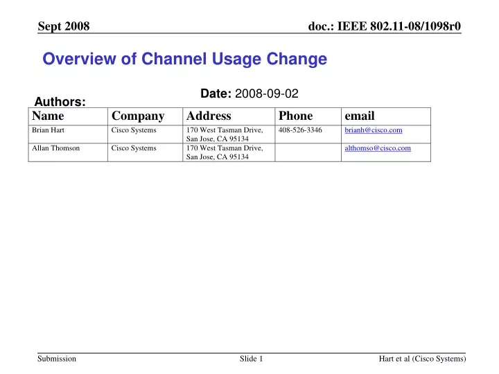overview of channel usage change