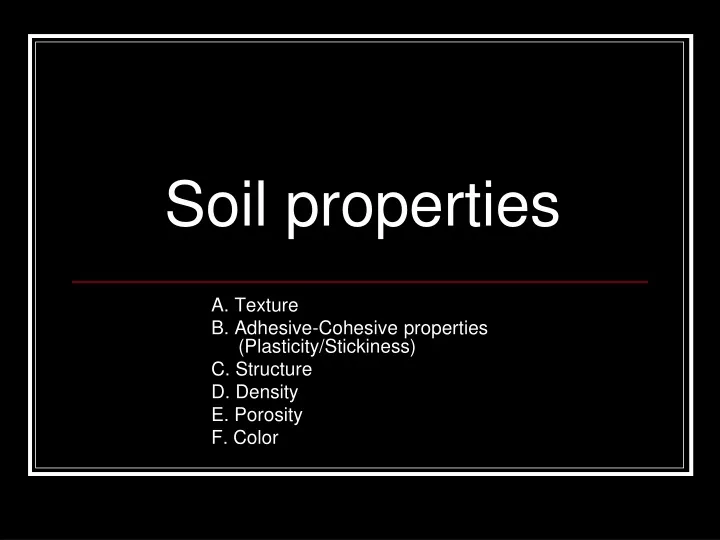soil properties