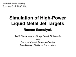 Simulation of High-Power Liquid Metal Jet Targets Roman Samulyak