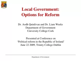Presented at Conference on  ‘Political reform in the Republic of Ireland’