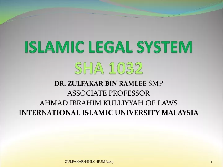 islamic legal system sha 1032