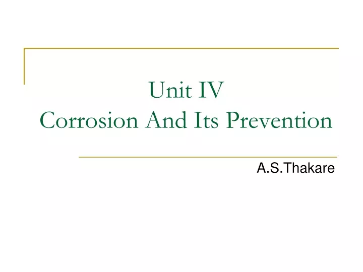 unit iv corrosion and its prevention