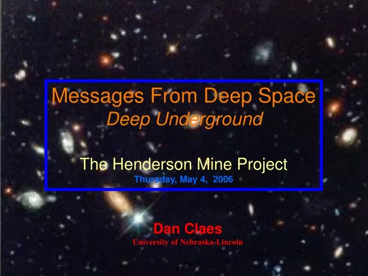 messages from deep space deep underground